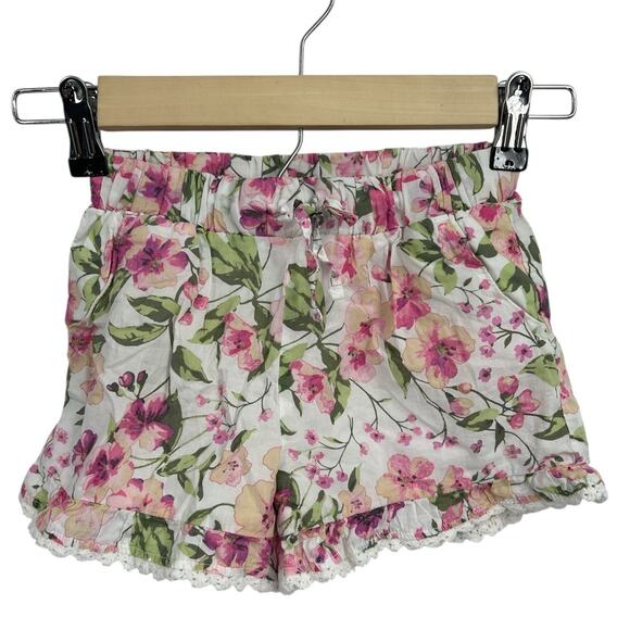 Janie & Jack Pink Floral Ruffle Hem Shorts Size 3 - Picture 1 of 4
